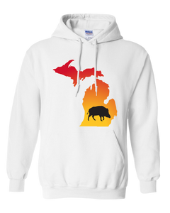 Pullover Hooded Sweatshirt Michigan White Wild Hog Vibrant Design High Quality Tight Knit Ring Spun Low Maintenance Cotton Printed With The Newest Available Color Transfer Technology
