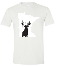 Load image into Gallery viewer, Short Sleeve T-Shirt Minnesota White Whitetail Deer Vibrant Design High Quality Tight Knit Ring Spun Low Maintenance Cotton Printed With The Newest Available Color Transfer Technology