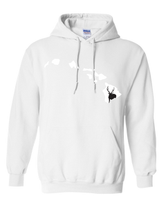 Pullover Hooded Sweatshirt Hawaii White Axis Deer Vibrant Design High Quality Tight Knit Ring Spun Low Maintenance Cotton Printed With The Newest Available Color Transfer Technology