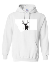 Load image into Gallery viewer, Pullover Hooded Sweatshirt Montana White Elk Vibrant Design High Quality Tight Knit Ring Spun Low Maintenance Cotton Printed With The Newest Available Color Transfer Technology