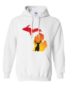 Pullover Hooded Sweatshirt Michigan White Whitetail Deer Vibrant Design High Quality Tight Knit Ring Spun Low Maintenance Cotton Printed With The Newest Available Color Transfer Technology