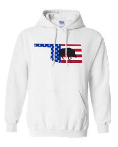 Pullover Hooded Sweatshirt Oklahoma White Wild Hog Vibrant Design High Quality Tight Knit Ring Spun Low Maintenance Cotton Printed With The Newest Available Color Transfer Technology