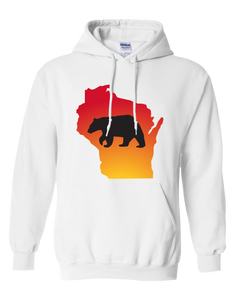Pullover Hooded Sweatshirt Wisconsin White Black Bear Vibrant Design High Quality Tight Knit Ring Spun Low Maintenance Cotton Printed With The Newest Available Color Transfer Technology