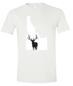 Short Sleeve T-Shirt Idaho White Elk Vibrant Design High Quality Tight Knit Ring Spun Low Maintenance Cotton Printed With The Newest Available Color Transfer Technology
