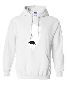 Pullover Hooded Sweatshirt New Jersey White Black Bear Vibrant Design High Quality Tight Knit Ring Spun Low Maintenance Cotton Printed With The Newest Available Color Transfer Technology
