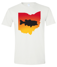 Load image into Gallery viewer, Short Sleeve T-Shirt Ohio White Large Mouth Bass Vibrant Design High Quality Tight Knit Ring Spun Low Maintenance Cotton Printed With The Newest Available Color Transfer Technology