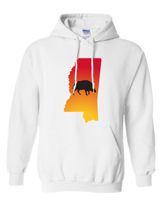 Pullover Hooded Sweatshirt Mississippi White Wild Hog Vibrant Design High Quality Tight Knit Ring Spun Low Maintenance Cotton Printed With The Newest Available Color Transfer Technology