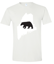 Load image into Gallery viewer, Short Sleeve T-Shirt Maine White Black Bear Vibrant Design High Quality Tight Knit Ring Spun Low Maintenance Cotton Printed With The Newest Available Color Transfer Technology