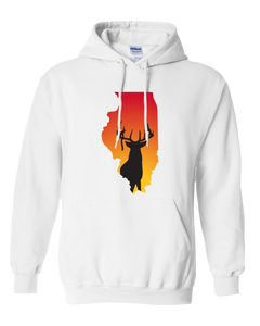 Pullover Hooded Sweatshirt Illinois White Whitetail Deer Vibrant Design High Quality Tight Knit Ring Spun Low Maintenance Cotton Printed With The Newest Available Color Transfer Technology