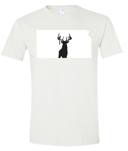 Short Sleeve T-Shirt Kansas White Whitetail Deer Vibrant Design High Quality Tight Knit Ring Spun Low Maintenance Cotton Printed With The Newest Available Color Transfer Technology