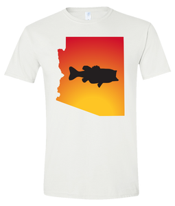 Short Sleeve T-Shirt Arizona White Large Mouth Bass Vibrant Design High Quality Tight Knit Ring Spun Low Maintenance Cotton Printed With The Newest Available Color Transfer Technology