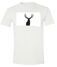 Load image into Gallery viewer, Short Sleeve T-Shirt South Dakota White Mule Deer Vibrant Design High Quality Tight Knit Ring Spun Low Maintenance Cotton Printed With The Newest Available Color Transfer Technology
