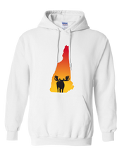 Load image into Gallery viewer, Pullover Hooded Sweatshirt New Hampshire White Moose Vibrant Design High Quality Tight Knit Ring Spun Low Maintenance Cotton Printed With The Newest Available Color Transfer Technology