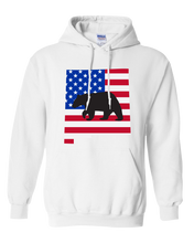 Load image into Gallery viewer, Pullover Hooded Sweatshirt New Mexico White Black Bear Vibrant Design High Quality Tight Knit Ring Spun Low Maintenance Cotton Printed With The Newest Available Color Transfer Technology
