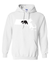 Load image into Gallery viewer, Pullover Hooded Sweatshirt Massachusetts White Black Bear Vibrant Design High Quality Tight Knit Ring Spun Low Maintenance Cotton Printed With The Newest Available Color Transfer Technology