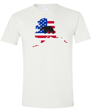 Load image into Gallery viewer, Short Sleeve T-Shirt Alaska White Black Bear Vibrant Design High Quality Tight Knit Ring Spun Low Maintenance Cotton Printed With The Newest Available Color Transfer Technology