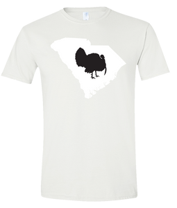 Short Sleeve T-Shirt South Carolina White Turkey Vibrant Design High Quality Tight Knit Ring Spun Low Maintenance Cotton Printed With The Newest Available Color Transfer Technology