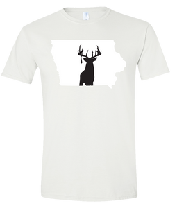 Short Sleeve T-Shirt Iowa White Whitetail Deer Vibrant Design High Quality Tight Knit Ring Spun Low Maintenance Cotton Printed With The Newest Available Color Transfer Technology