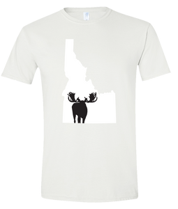 Short Sleeve T-Shirt Idaho White Moose Vibrant Design High Quality Tight Knit Ring Spun Low Maintenance Cotton Printed With The Newest Available Color Transfer Technology