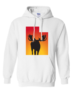 Pullover Hooded Sweatshirt Utah White Moose Vibrant Design High Quality Tight Knit Ring Spun Low Maintenance Cotton Printed With The Newest Available Color Transfer Technology