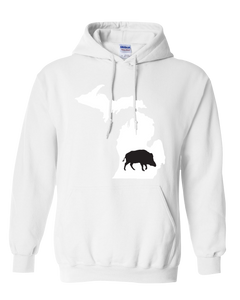 Pullover Hooded Sweatshirt Michigan White Wild Hog Vibrant Design High Quality Tight Knit Ring Spun Low Maintenance Cotton Printed With The Newest Available Color Transfer Technology
