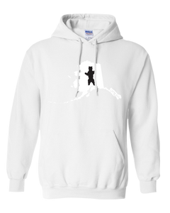 Pullover Hooded Sweatshirt Alaska White Brown Bear Vibrant Design High Quality Tight Knit Ring Spun Low Maintenance Cotton Printed With The Newest Available Color Transfer Technology