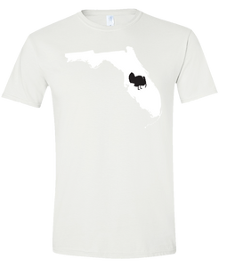 Short Sleeve T-Shirt Florida White Turkey Vibrant Design High Quality Tight Knit Ring Spun Low Maintenance Cotton Printed With The Newest Available Color Transfer Technology