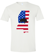 Load image into Gallery viewer, Short Sleeve T-Shirt Mississippi White Wild Hog Vibrant Design High Quality Tight Knit Ring Spun Low Maintenance Cotton Printed With The Newest Available Color Transfer Technology