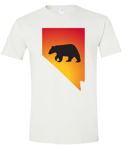 Short Sleeve T-Shirt Nevada White Black Bear Vibrant Design High Quality Tight Knit Ring Spun Low Maintenance Cotton Printed With The Newest Available Color Transfer Technology