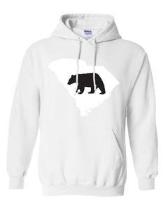 Pullover Hooded Sweatshirt South Carolina White Black Bear Vibrant Design High Quality Tight Knit Ring Spun Low Maintenance Cotton Printed With The Newest Available Color Transfer Technology