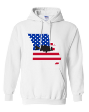 Load image into Gallery viewer, Pullover Hooded Sweatshirt Missouri White Large Mouth Bass Vibrant Design High Quality Tight Knit Ring Spun Low Maintenance Cotton Printed With The Newest Available Color Transfer Technology