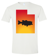 Load image into Gallery viewer, Short Sleeve T-Shirt Utah White Large Mouth Bass Vibrant Design High Quality Tight Knit Ring Spun Low Maintenance Cotton Printed With The Newest Available Color Transfer Technology