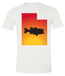 Short Sleeve T-Shirt Utah White Large Mouth Bass Vibrant Design High Quality Tight Knit Ring Spun Low Maintenance Cotton Printed With The Newest Available Color Transfer Technology