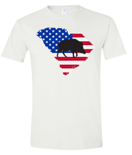 Load image into Gallery viewer, Short Sleeve T-Shirt South Carolina White Wild Hog Vibrant Design High Quality Tight Knit Ring Spun Low Maintenance Cotton Printed With The Newest Available Color Transfer Technology