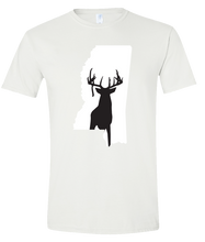 Load image into Gallery viewer, Short Sleeve T-Shirt Mississippi White Whitetail Deer Vibrant Design High Quality Tight Knit Ring Spun Low Maintenance Cotton Printed With The Newest Available Color Transfer Technology