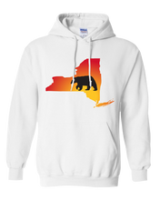 Load image into Gallery viewer, Pullover Hooded Sweatshirt New York White Black Bear Vibrant Design High Quality Tight Knit Ring Spun Low Maintenance Cotton Printed With The Newest Available Color Transfer Technology