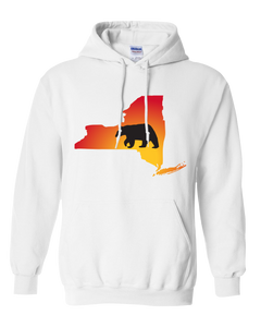 Pullover Hooded Sweatshirt New York White Black Bear Vibrant Design High Quality Tight Knit Ring Spun Low Maintenance Cotton Printed With The Newest Available Color Transfer Technology