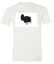 Load image into Gallery viewer, Short Sleeve T-Shirt North Dakota White Turkey Vibrant Design High Quality Tight Knit Ring Spun Low Maintenance Cotton Printed With The Newest Available Color Transfer Technology