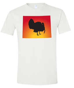 Short Sleeve T-Shirt Wyoming White Turkey Vibrant Design High Quality Tight Knit Ring Spun Low Maintenance Cotton Printed With The Newest Available Color Transfer Technology