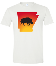 Load image into Gallery viewer, Short Sleeve T-Shirt Arkansas White Wild Hog Vibrant Design High Quality Tight Knit Ring Spun Low Maintenance Cotton Printed With The Newest Available Color Transfer Technology