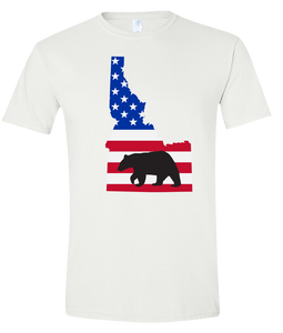 Short Sleeve T-Shirt Idaho White Black Bear Vibrant Design High Quality Tight Knit Ring Spun Low Maintenance Cotton Printed With The Newest Available Color Transfer Technology
