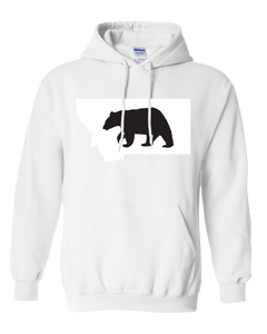 Pullover Hooded Sweatshirt Montana White Black Bear Vibrant Design High Quality Tight Knit Ring Spun Low Maintenance Cotton Printed With The Newest Available Color Transfer Technology