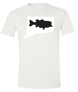 Short Sleeve T-Shirt Connecticut White Large Mouth Bass Vibrant Design High Quality Tight Knit Ring Spun Low Maintenance Cotton Printed With The Newest Available Color Transfer Technology