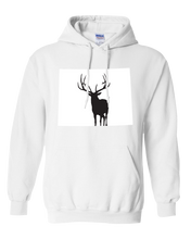 Load image into Gallery viewer, Pullover Hooded Sweatshirt Wyoming White Elk Vibrant Design High Quality Tight Knit Ring Spun Low Maintenance Cotton Printed With The Newest Available Color Transfer Technology