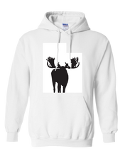 Load image into Gallery viewer, Pullover Hooded Sweatshirt Utah White Moose Vibrant Design High Quality Tight Knit Ring Spun Low Maintenance Cotton Printed With The Newest Available Color Transfer Technology