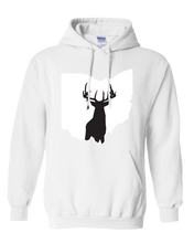 Load image into Gallery viewer, Pullover Hooded Sweatshirt Ohio White Whitetail Deer Vibrant Design High Quality Tight Knit Ring Spun Low Maintenance Cotton Printed With The Newest Available Color Transfer Technology