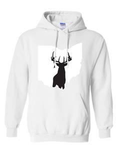 Pullover Hooded Sweatshirt Ohio White Whitetail Deer Vibrant Design High Quality Tight Knit Ring Spun Low Maintenance Cotton Printed With The Newest Available Color Transfer Technology