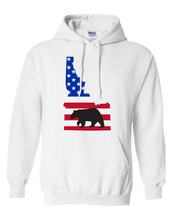 Load image into Gallery viewer, Pullover Hooded Sweatshirt Idaho White Black Bear Vibrant Design High Quality Tight Knit Ring Spun Low Maintenance Cotton Printed With The Newest Available Color Transfer Technology