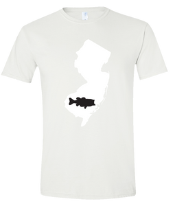 Short Sleeve T-Shirt New Jersey White Large Mouth Bass Vibrant Design High Quality Tight Knit Ring Spun Low Maintenance Cotton Printed With The Newest Available Color Transfer Technology