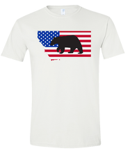 Load image into Gallery viewer, Short Sleeve T-Shirt Montana White Black Bear Vibrant Design High Quality Tight Knit Ring Spun Low Maintenance Cotton Printed With The Newest Available Color Transfer Technology
